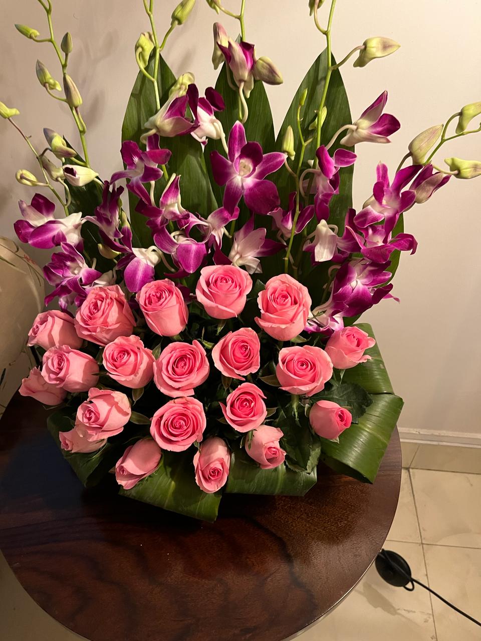 Pink Roses and Orchids